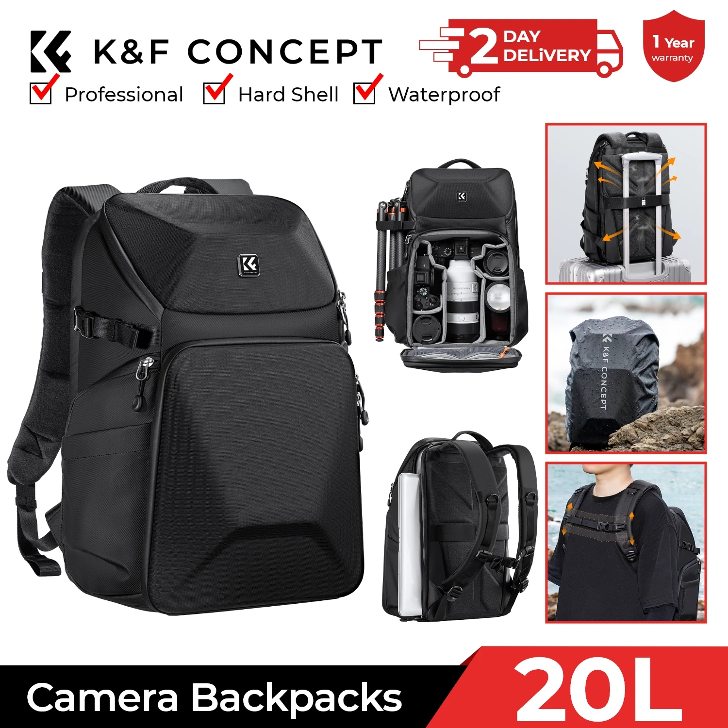 Photography Camera - K&F CONCEPT 20L cameratas waterdicht met