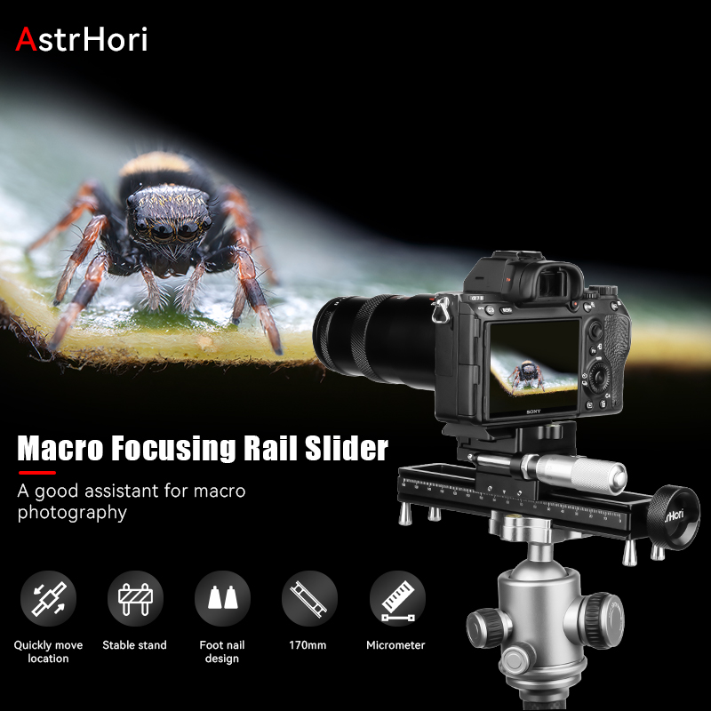 Camera Slider Rail - Astrhori 170Mm Draagbare Aluminium Macro Focussering