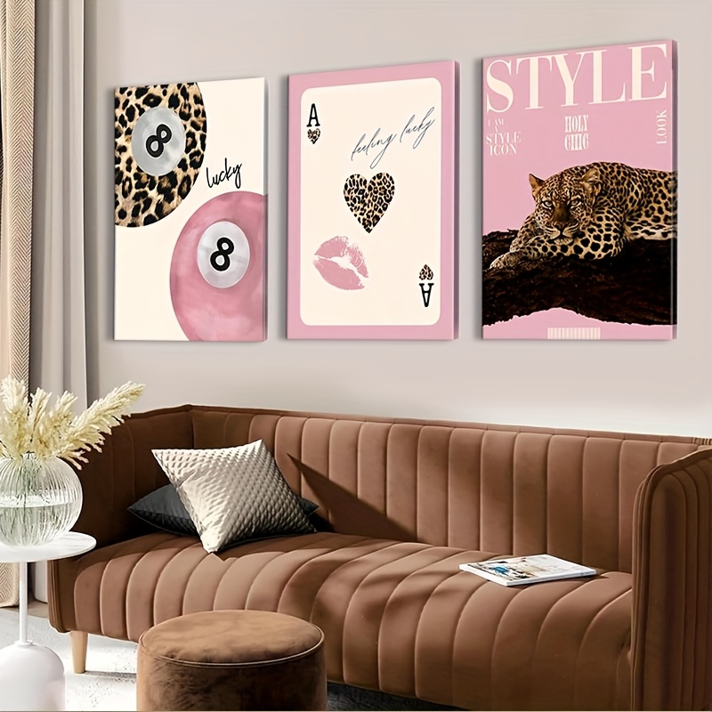 Photography Pose - 3 stuks luipaard- en cheetah-canvas wanddecoratie,