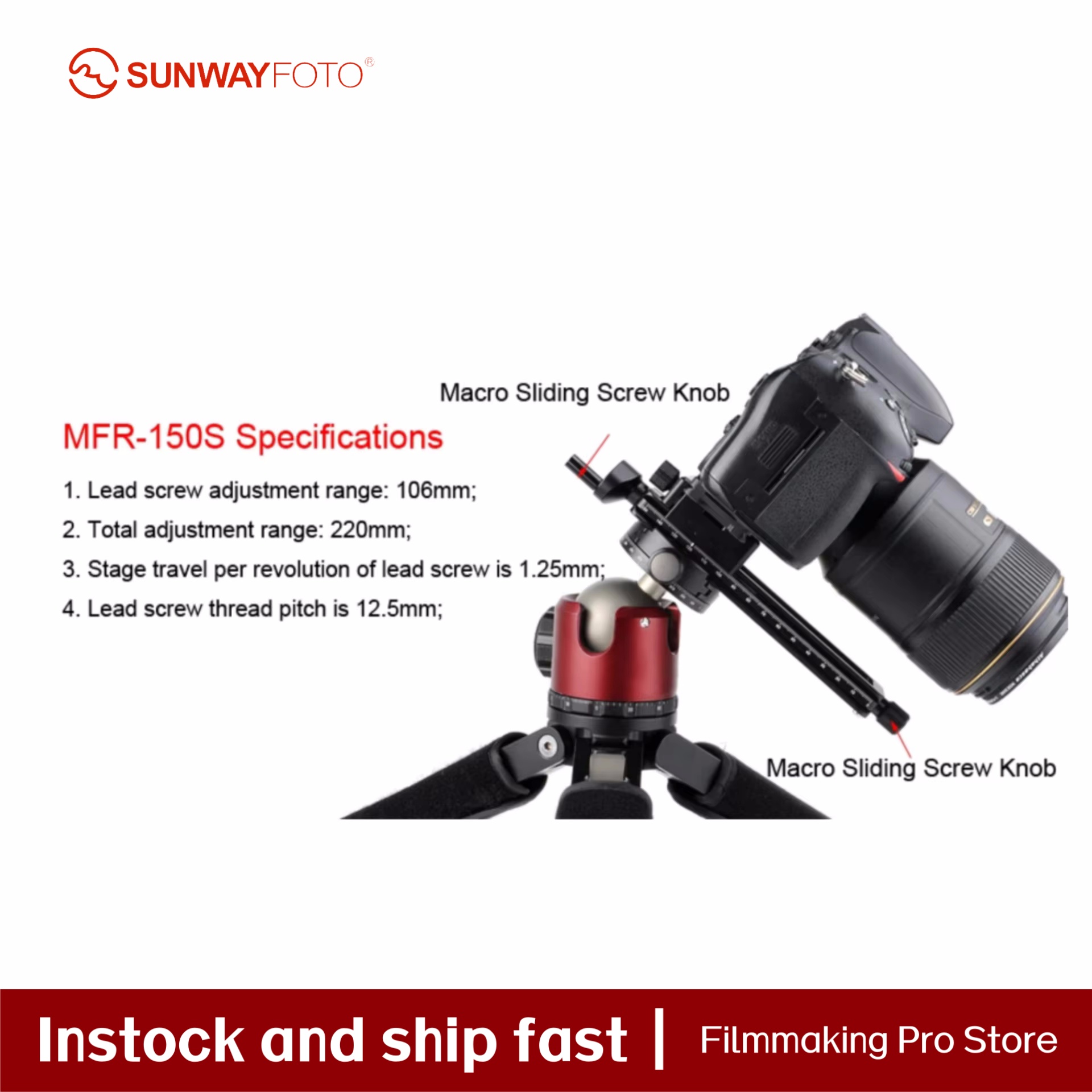 Camera Slider Rail - SUNWAYFOTO Camera-accessoires Statiefkop Macrofotografie Focus Macro